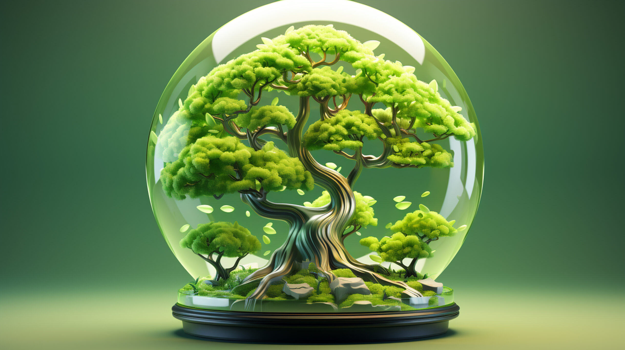 view 3d tree clear glass globe scaled